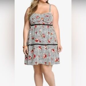Torrid Black and Pink Floral Smocked Dress
